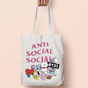 NWOT Anti Social BT21 K-pop Characters Tote Bag